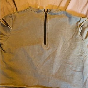 Gray Zip Up High Neck Crop Top